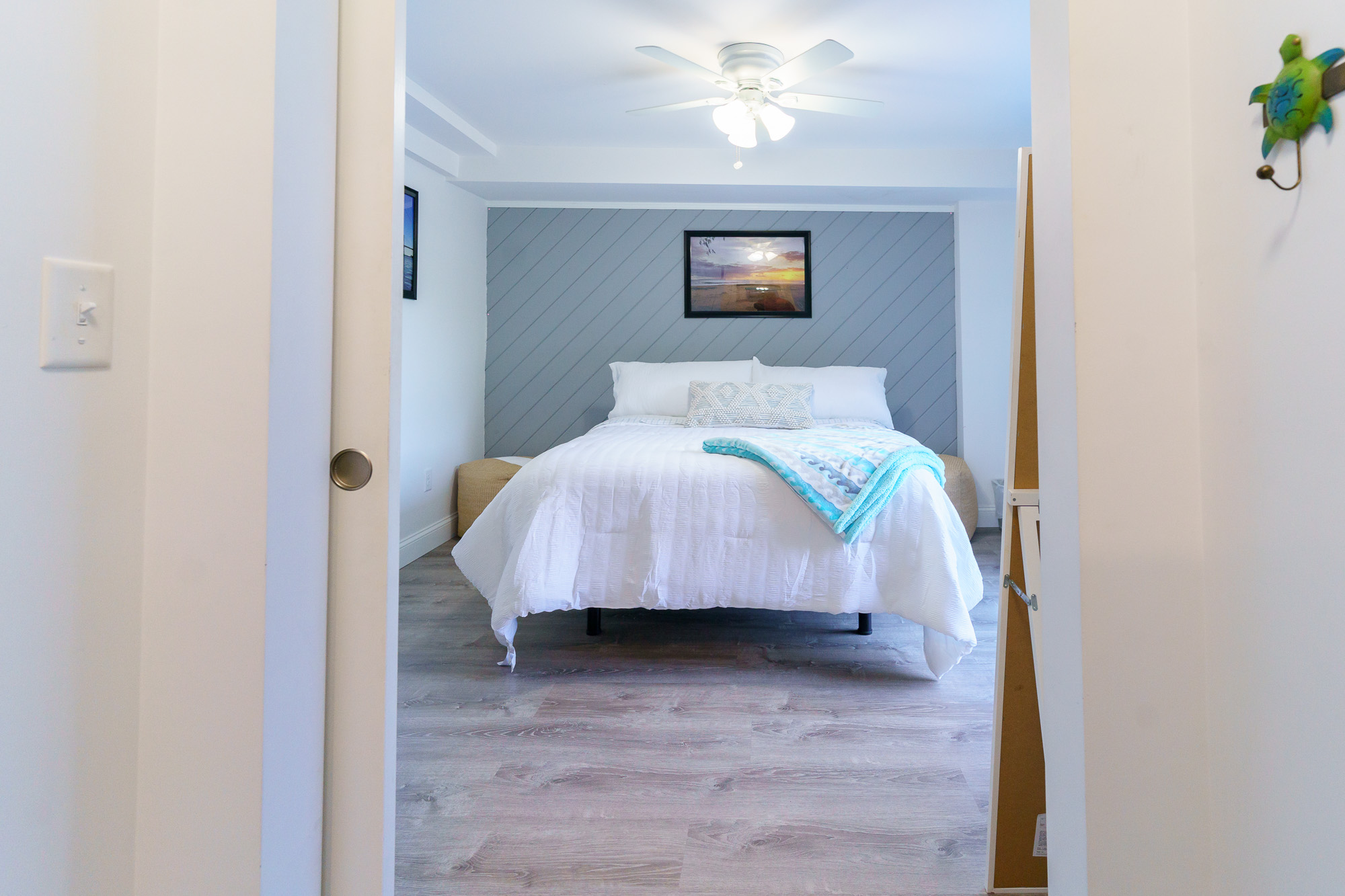 View into bedroom from the hallway
