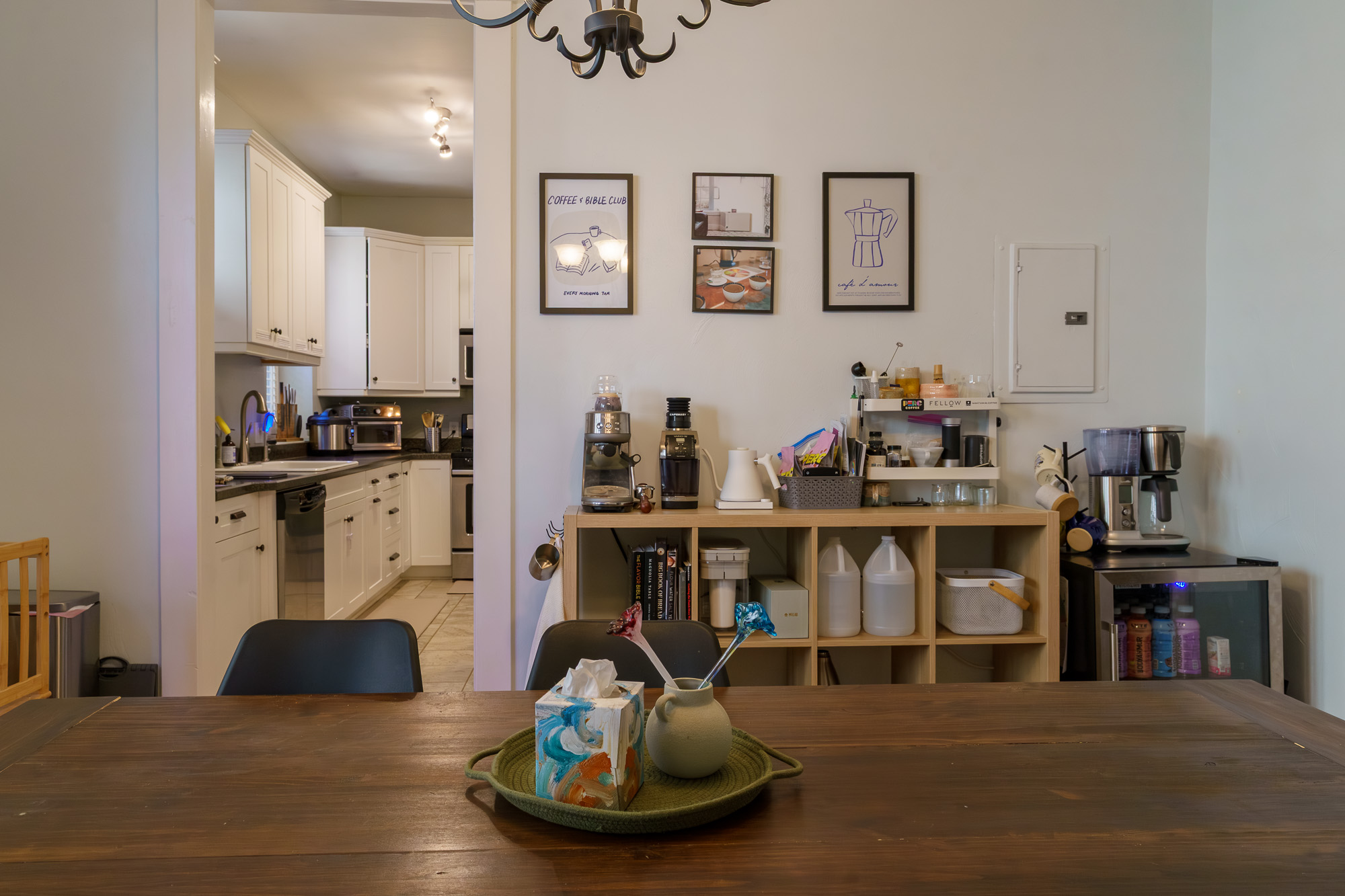Coffee station and dining room shelving